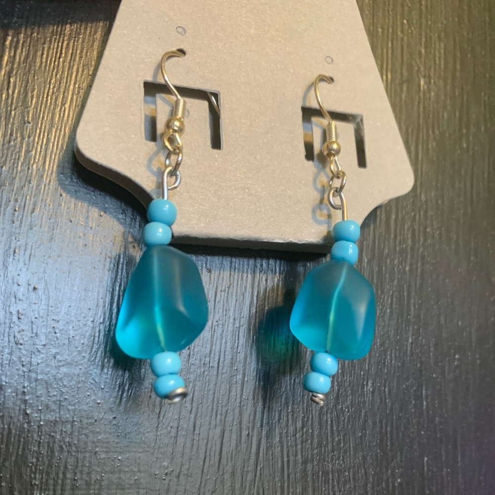 Handmade Silver and blue earrings.
